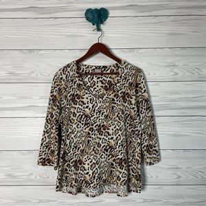 Chico's Leopard Print Top - Brown and Black